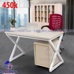 Thanh lý bàn chân sắt chữ X màu trắng 1m2 - TLBGDK90 1 Thanh lý bàn chân sắt chữ X màu trắng 1m2 - TLBGDK90